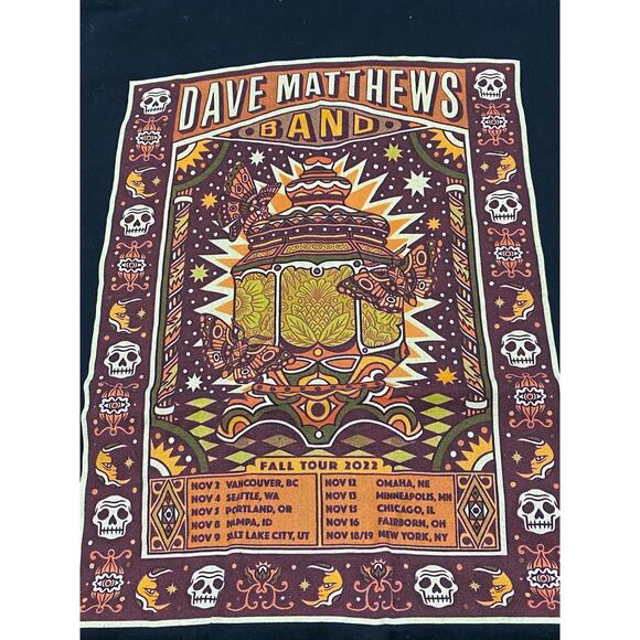 Dave Matthews Band Fall Tour 2022 Shirt Black Mens size M Concert - Picture 7 of 7